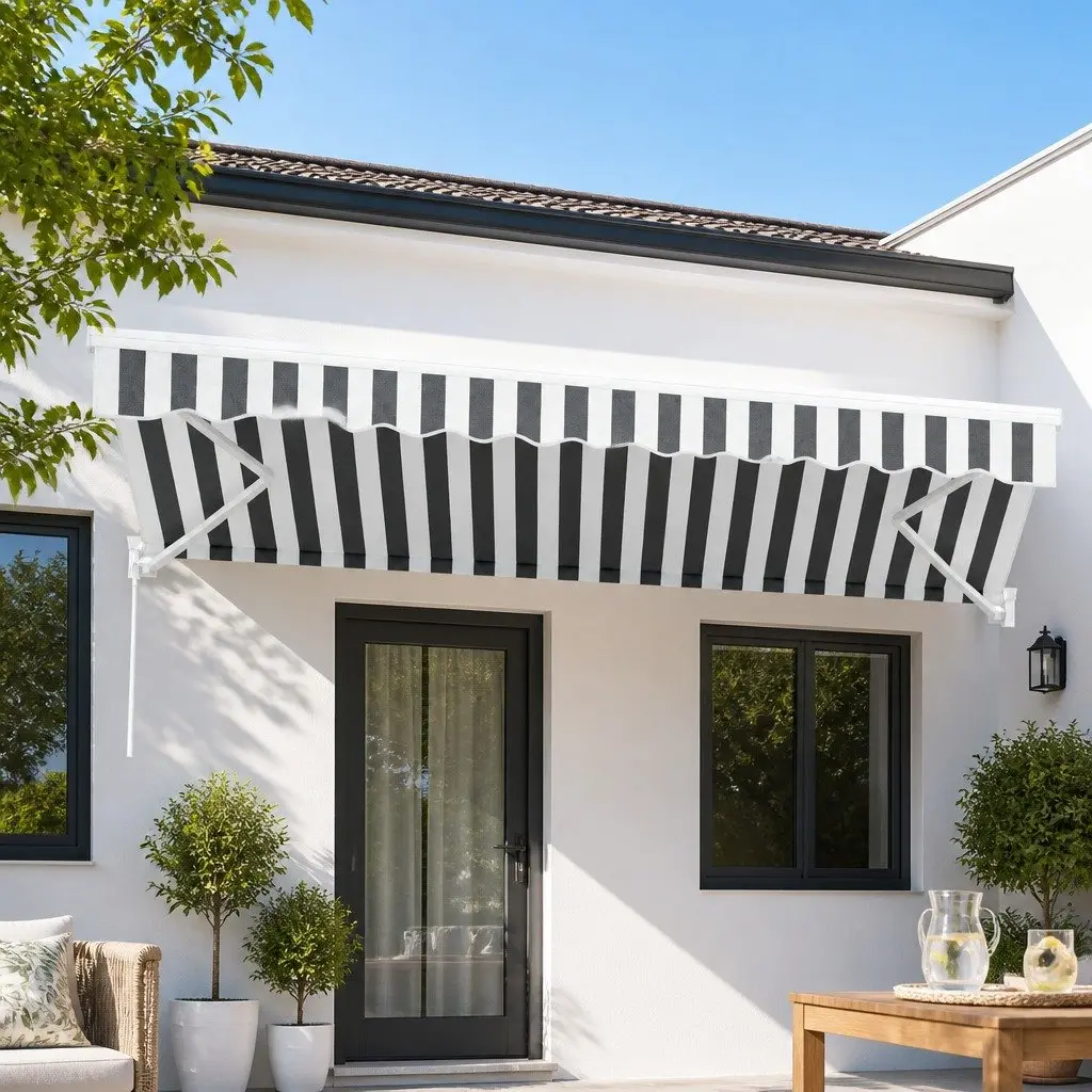 Folding Arm Awning Aluminium 4.5M x 3M Grey