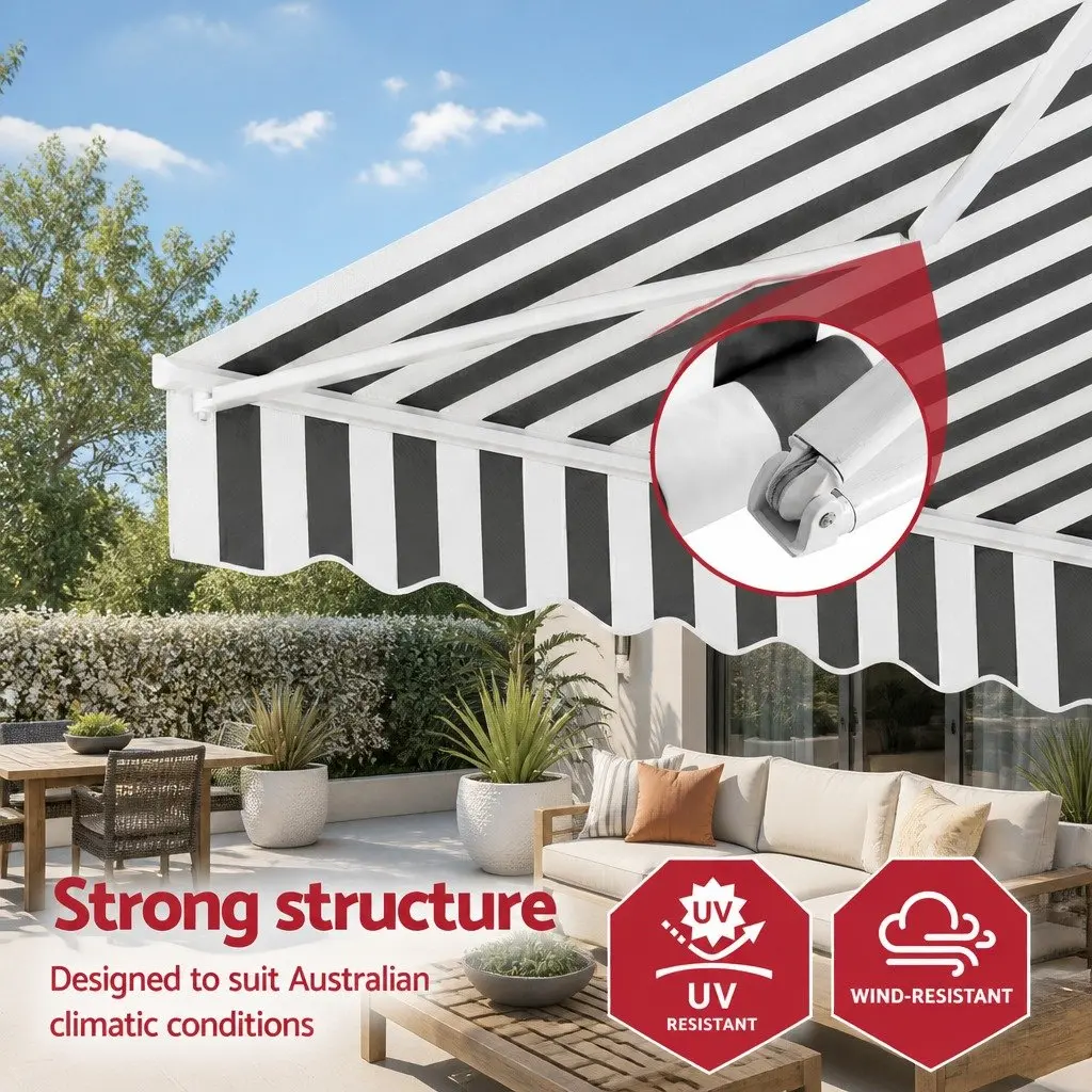 Folding Arm Awning Aluminium 4.5M x 3M Grey