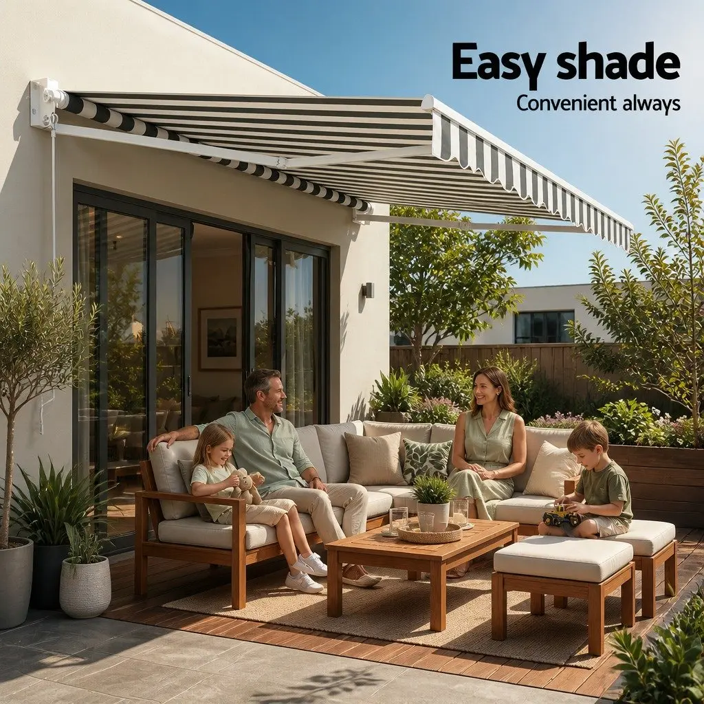Folding Arm Awning Aluminium 4.5M x 3M Grey