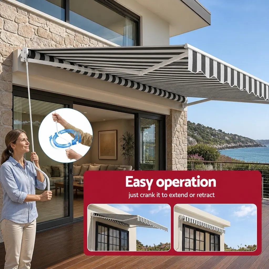 Folding Arm Awning Aluminium 4.5M x 3M Grey