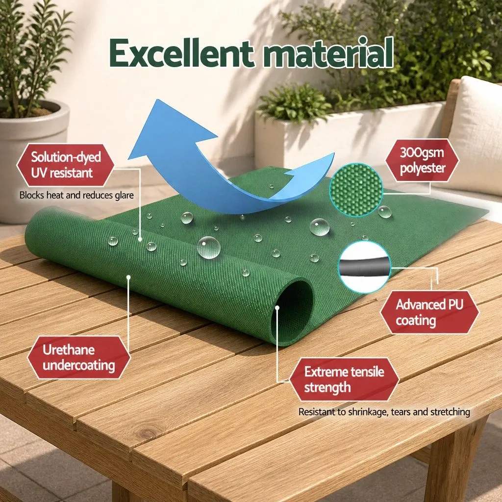 Retractable Folding Arm Awning Aluminium Frame 5m x 3m Dark Green