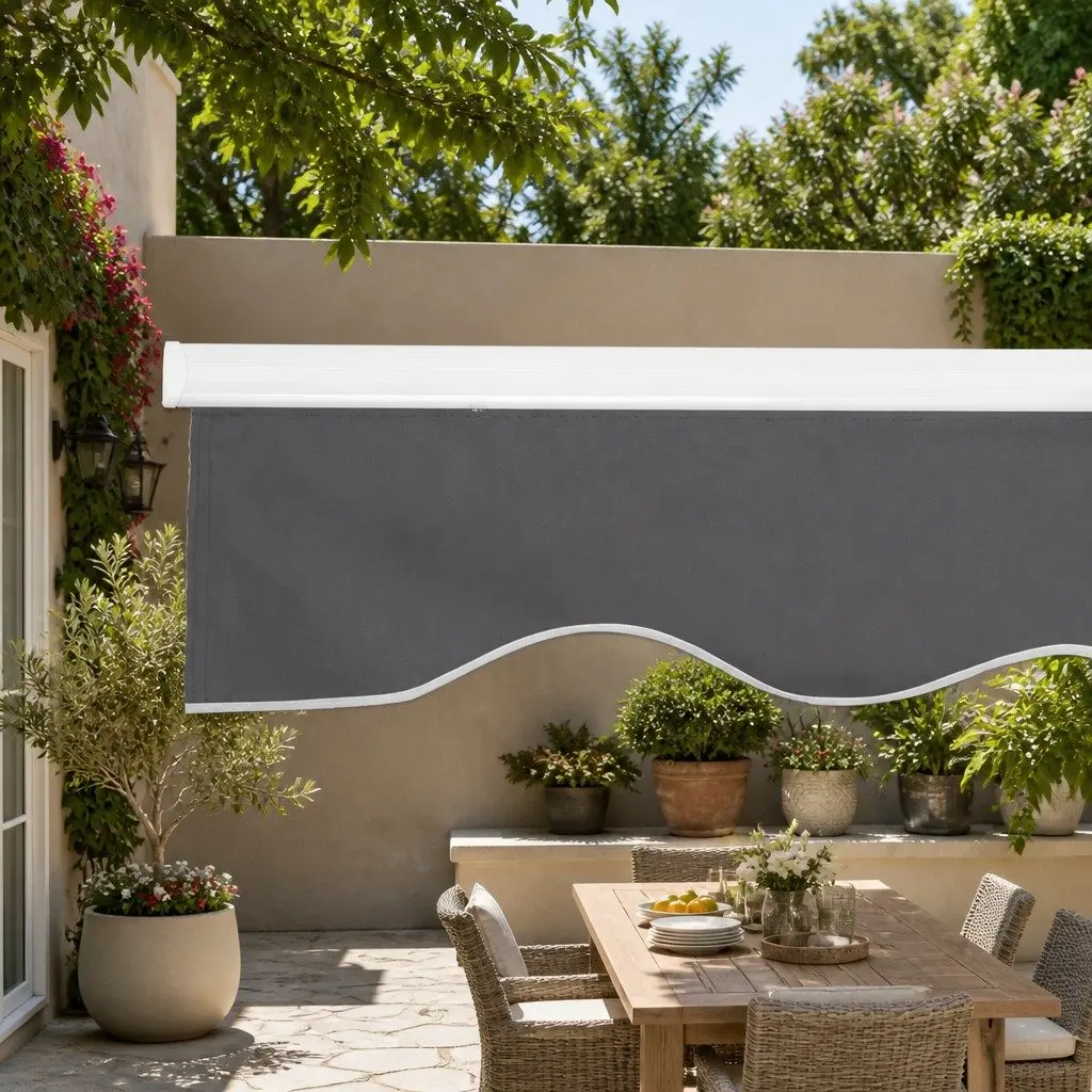 Folding Arm Awning Motorised Aluminium 2m x 1.5m Grey or Green Polyester Sunshade