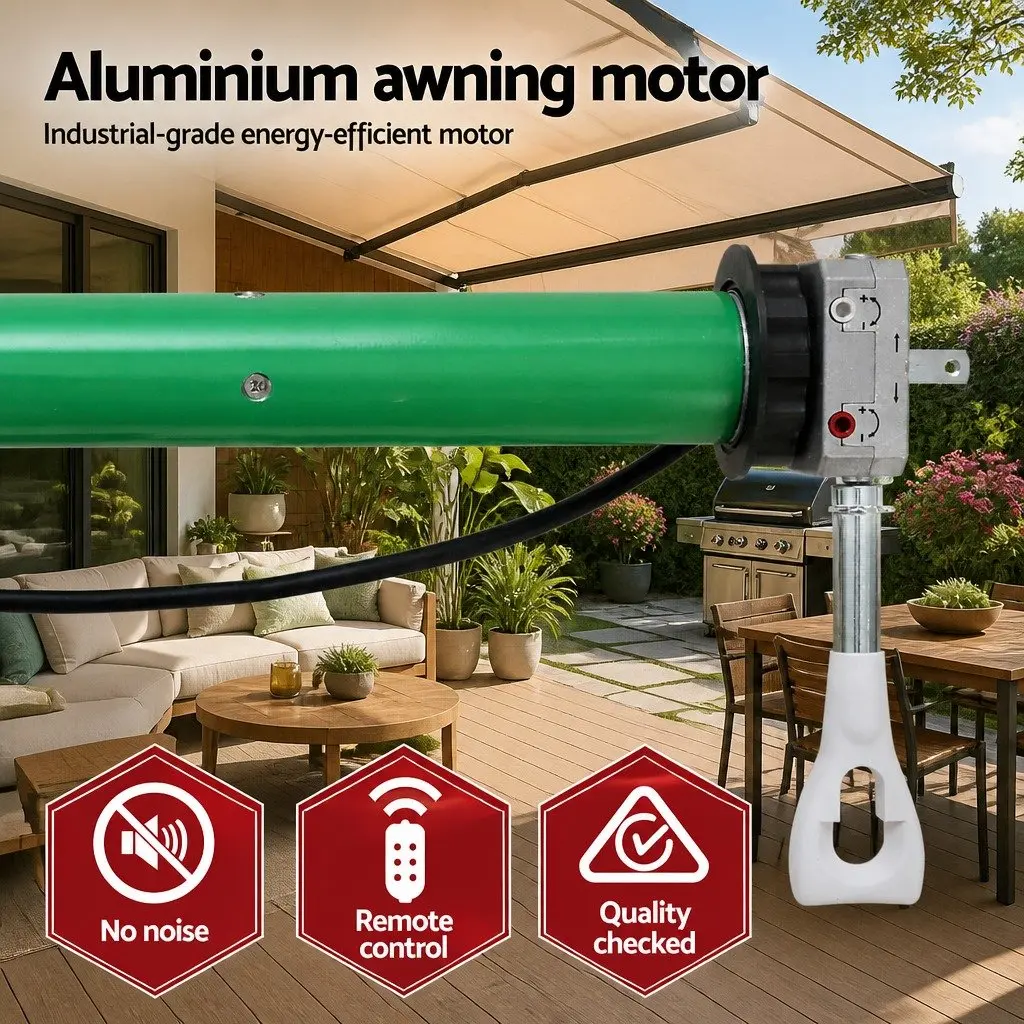 Retractable Folding Arm Awning Motorised Remote Control Aluminium Frame Polyester Fabric 2.5m x 2m Beige Grey
