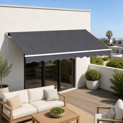 Versatile Grey Motorised Awning for Various Spaces