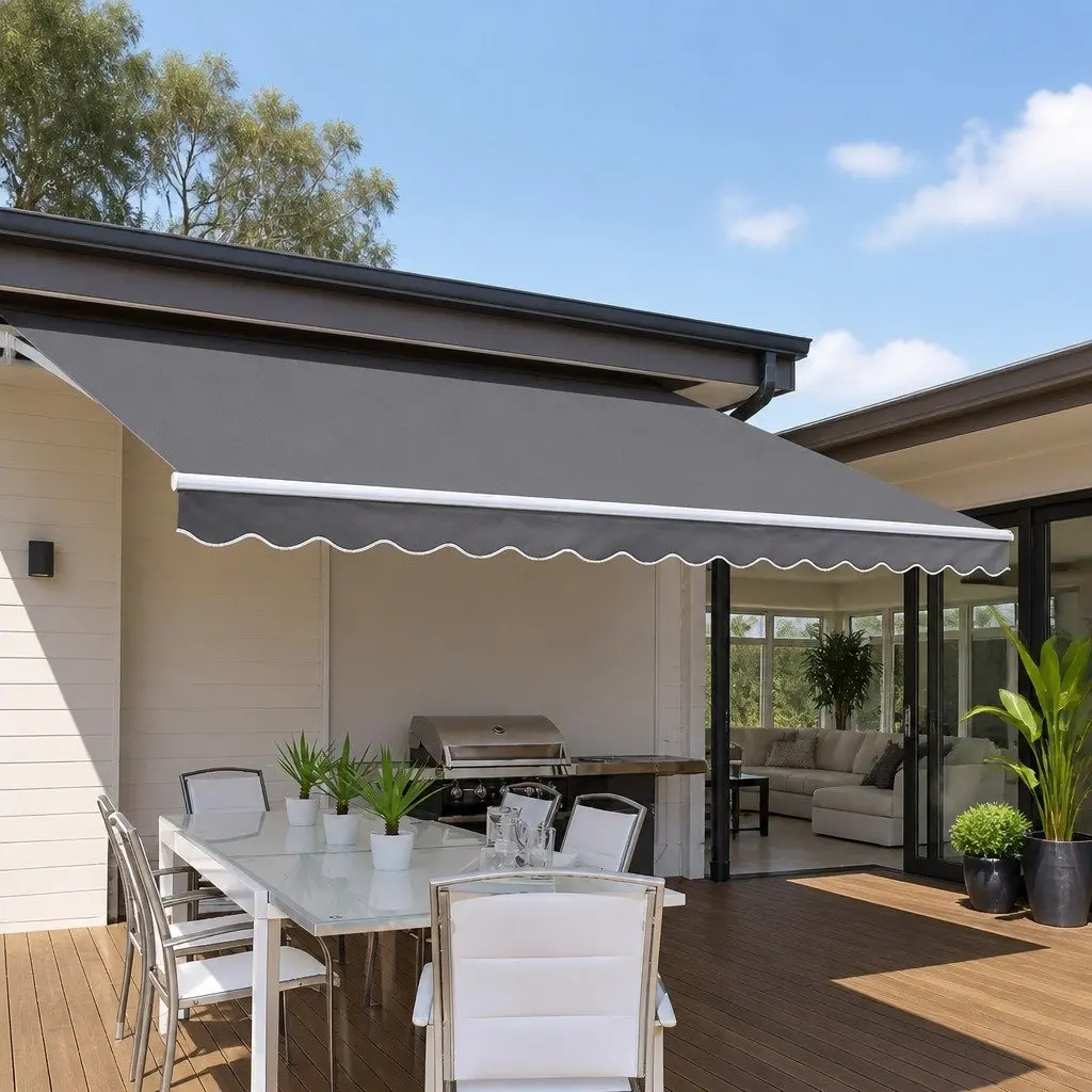 Grey Motorised Awning for Outdoor Spaces