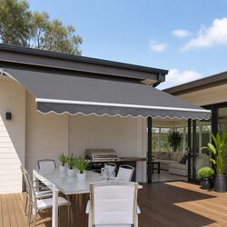 Retractable Folding Arm Awning Motorised Sunshade 3m x 2.5m Grey Patio