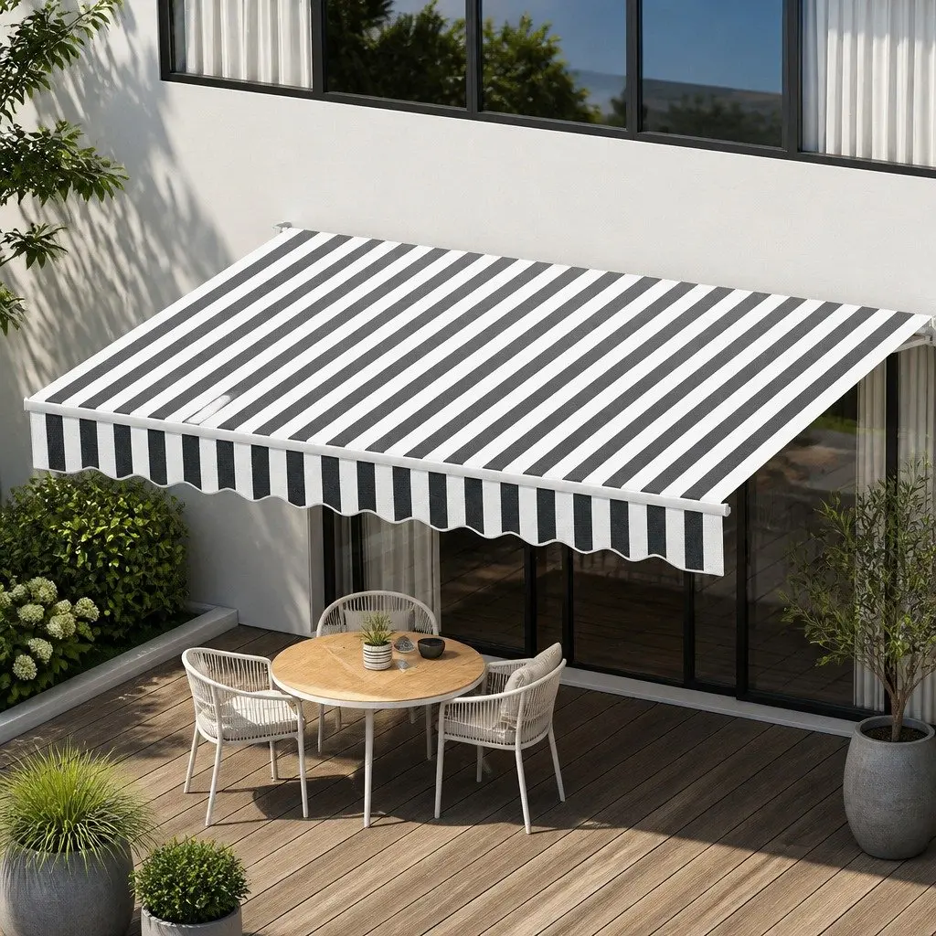 Retractable Folding Arm Awning Motorised Remote Control Sunshade Patio Garden 3M