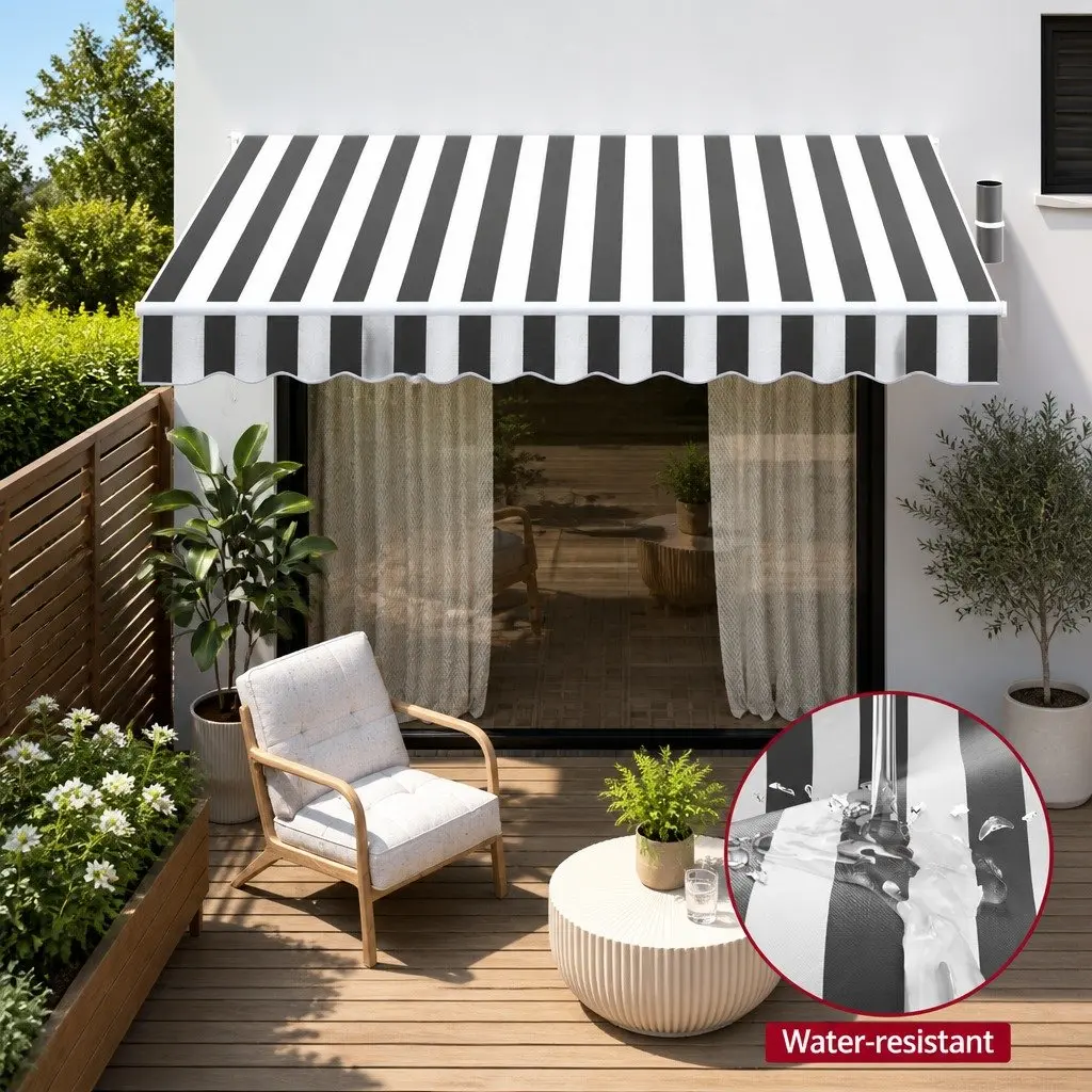 Retractable Folding Arm Awning Motorised Remote Control Sunshade Patio Garden 3M
