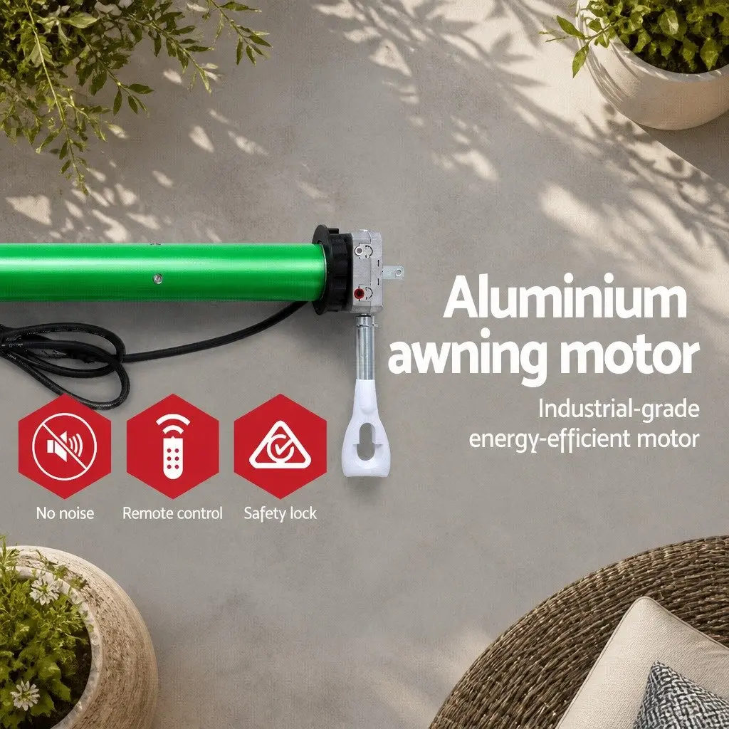 Motorised Retractable Folding Awning Aluminium 3m x 2.5m UV Water Resistant Pearl Grey Green