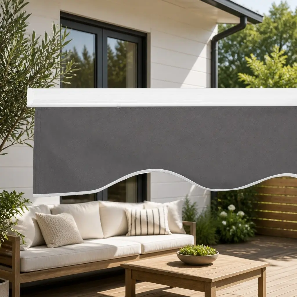 Retractable Folding Arm Awning Motorised Aluminium 4M x 2.5M Grey Green