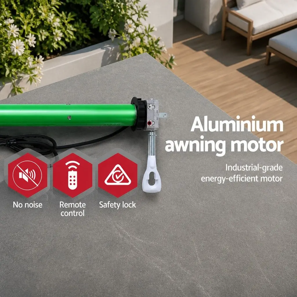 Retractable Folding Arm Awning Motorised Aluminium 4M x 2.5M Grey Green