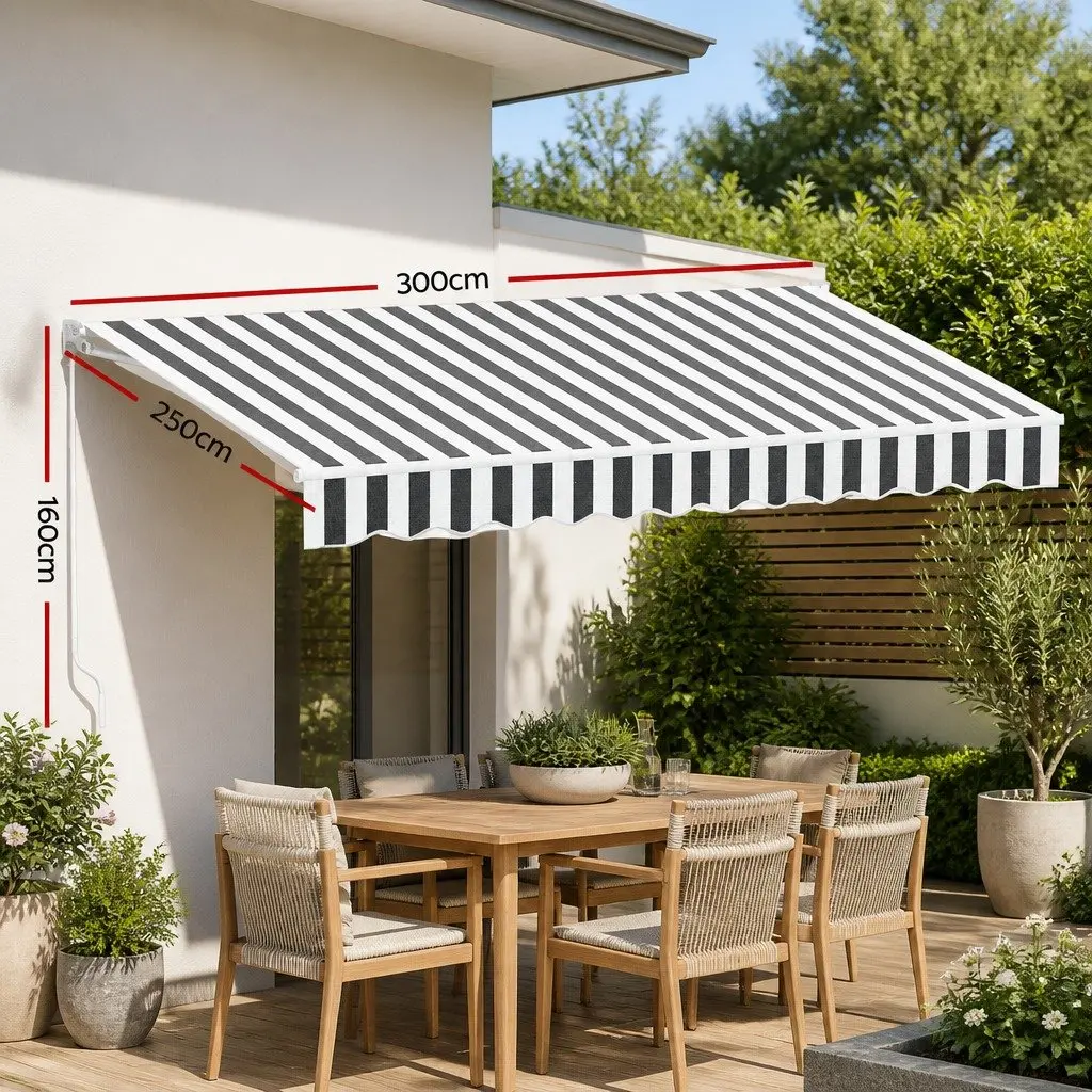 Folding Arm Awning Motorised Aluminium 4M x 3M Grey
