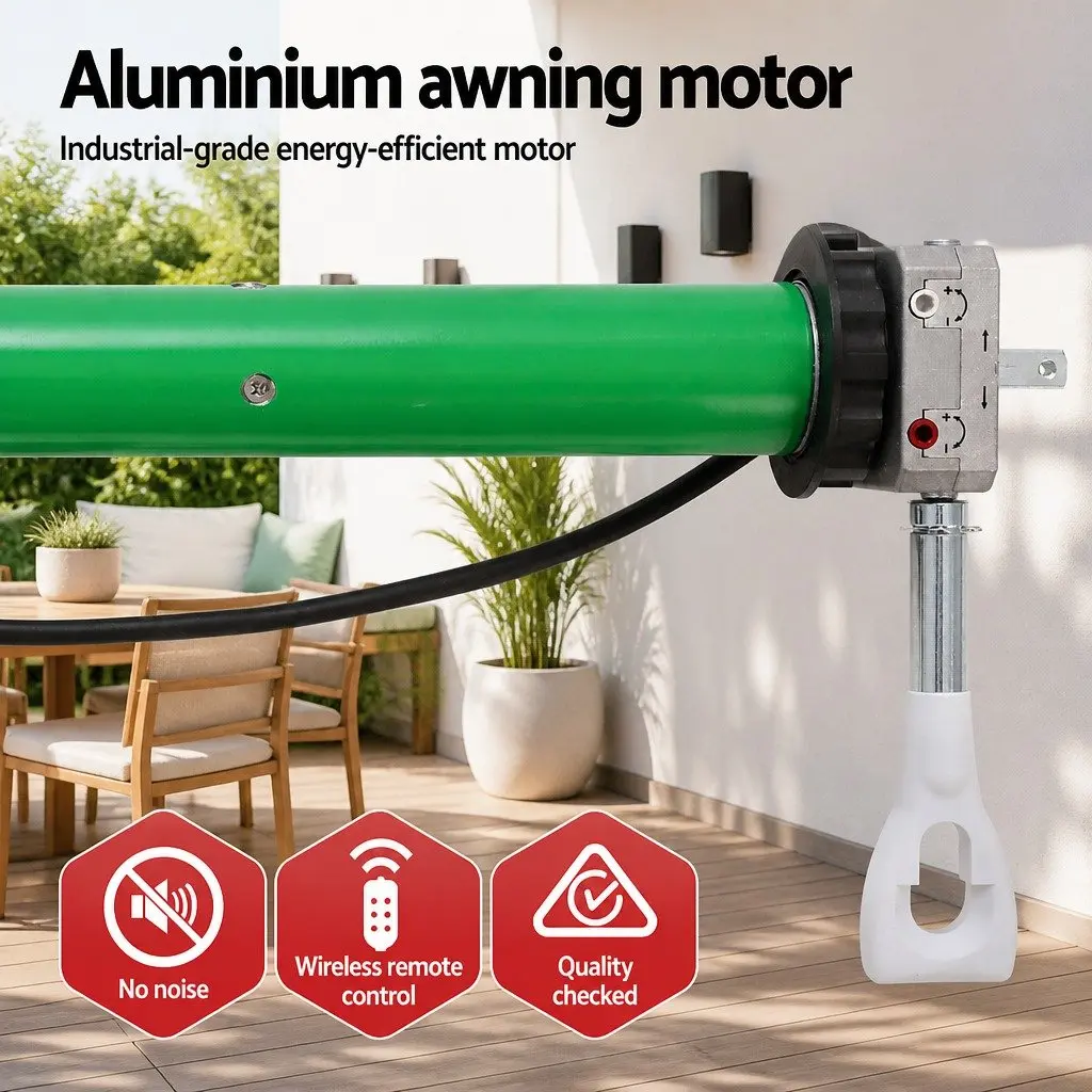 Folding Arm Awning Motorised Aluminium 4M x 3M Grey