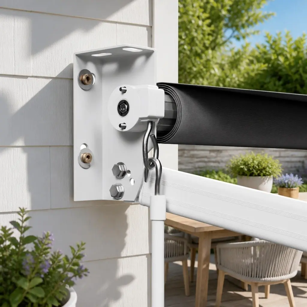 Retractable Folding Arm Awning Motorised Aluminium 4.5m x 3m Grey