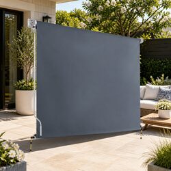 Outdoor Retractable Awning Blind 3M x 2.5M Roll Down Canopy Window Shade Grey