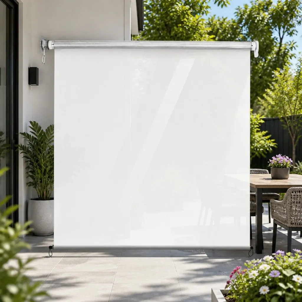 Retractable Awning Aluminium 1.5M x 2.4M Transparent Outdoor Shade Roll Down Blinds Screen