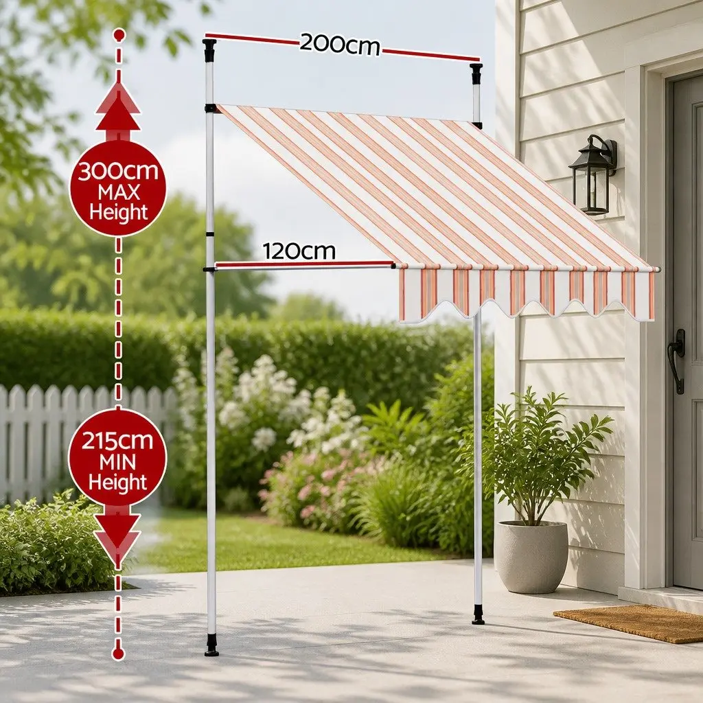 Retractable Awning Polyester Fabric 2X1.8M Beige Brown