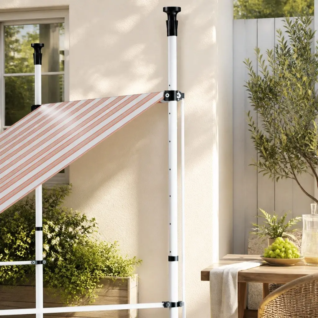 Retractable Awning Polyester Fabric 2X1.8M Beige Brown