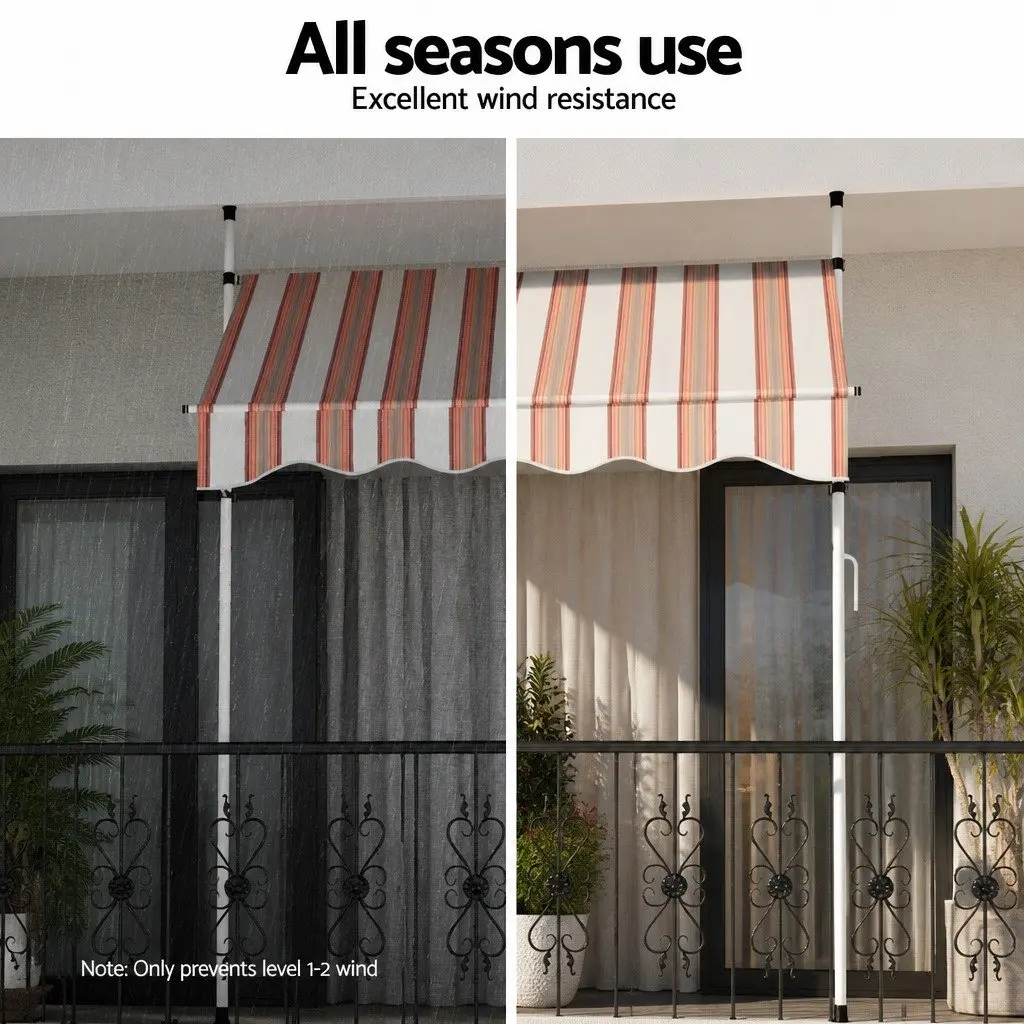 Retractable Awning Polyester Fabric 2X1.8M Beige Brown