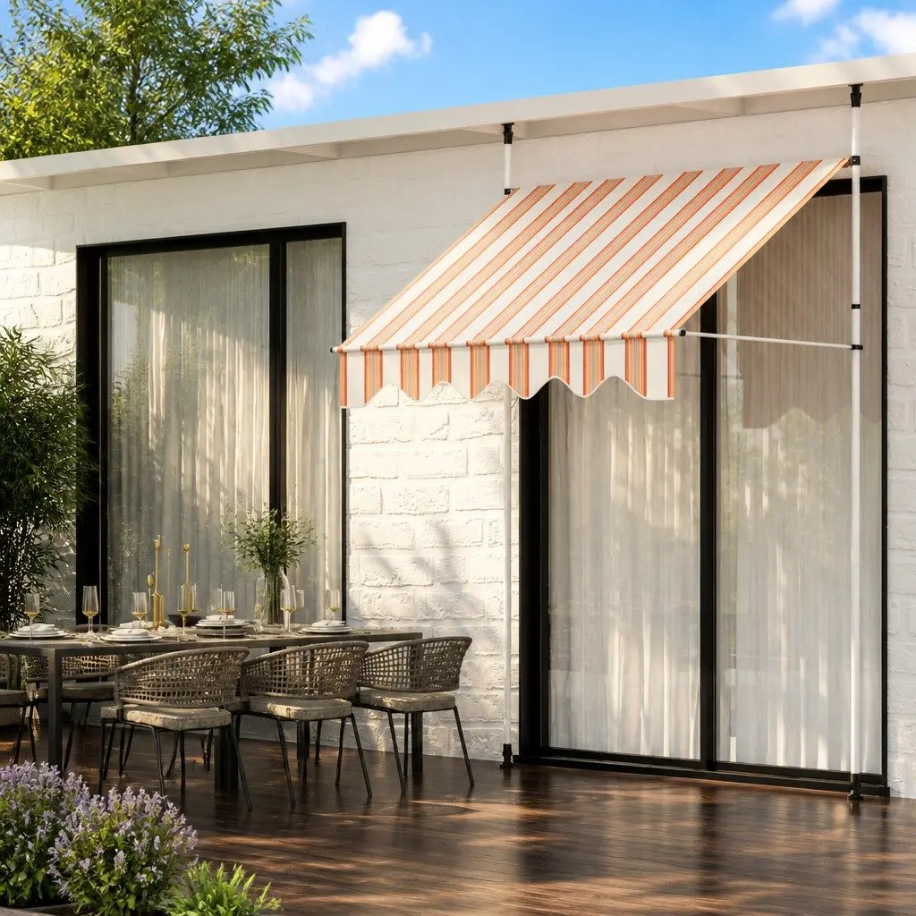 Retractable Awning Polyester Fabric 2X1.8M Beige Brown