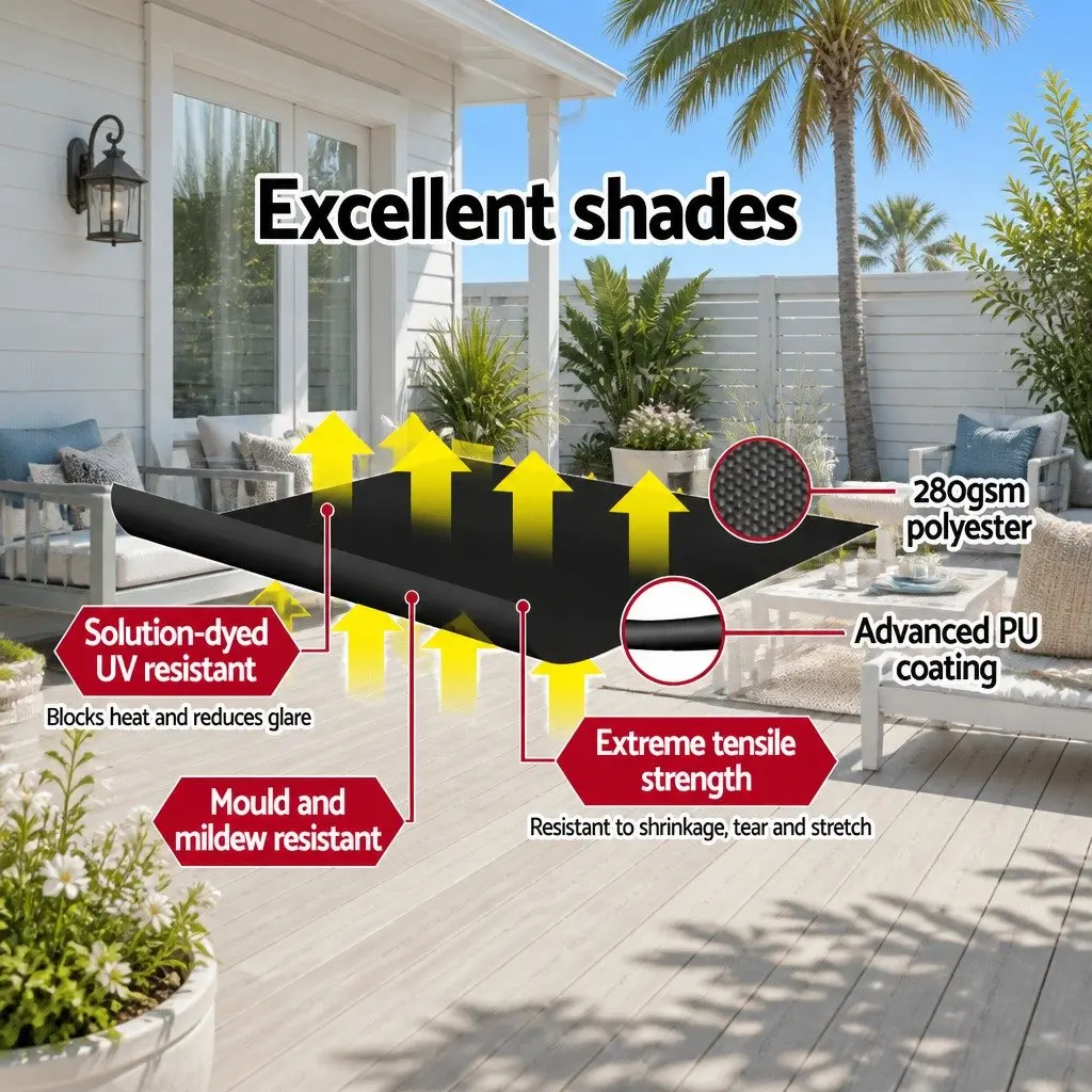 Retractable Pivot Arm Awning Aluminum Frame 1.5m x 2.1m Grey Polyester Shade