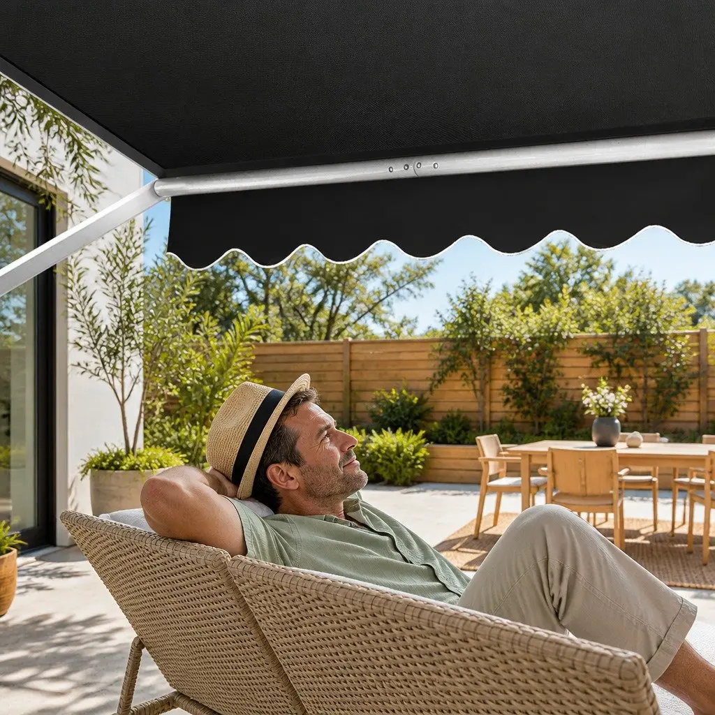 Retractable Awning Aluminum Frame 1.8x2.1m Polyester Fabric Grey