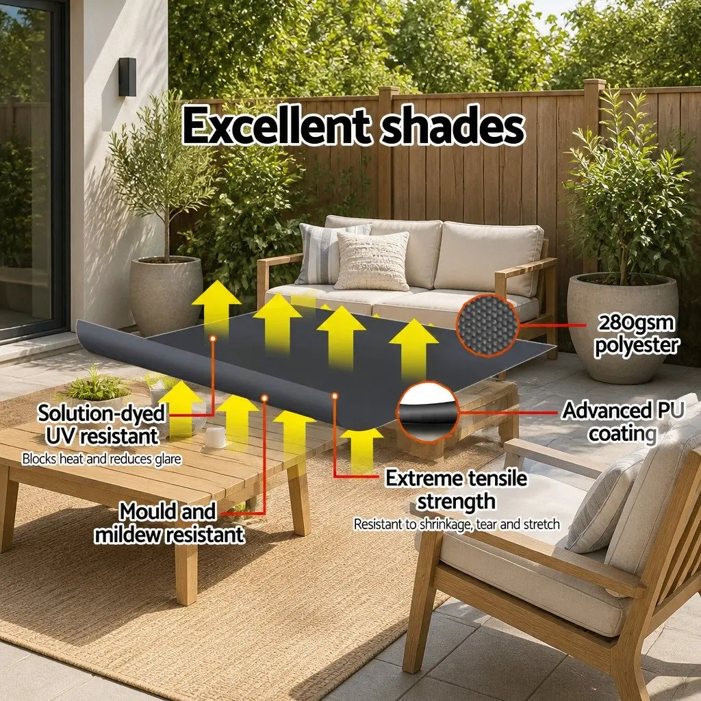 Retractable Awning Aluminum Frame 1.8x2.1m Polyester Fabric Grey