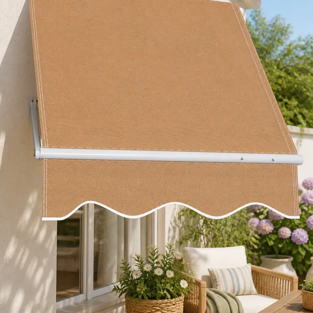 Retractable Awning Aluminum Frame 2.1 x 2.1M Beige Polyester Fabric