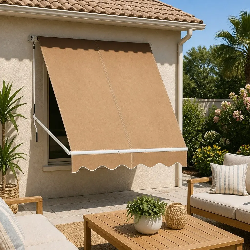Retractable Awning Aluminum Frame 2.1 x 2.1M Beige Polyester Fabric