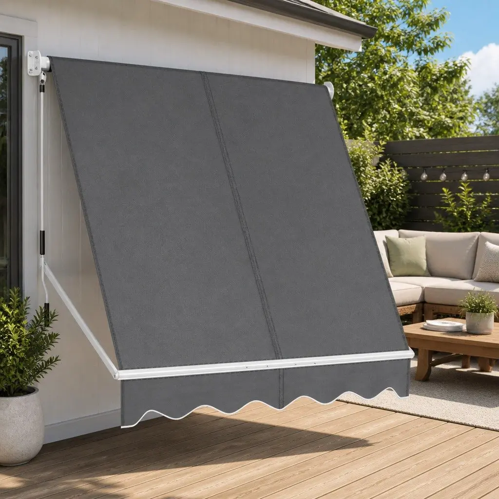 Retractable Awning Aluminum Frame Polyester Fabric 2.1X2.1M Grey