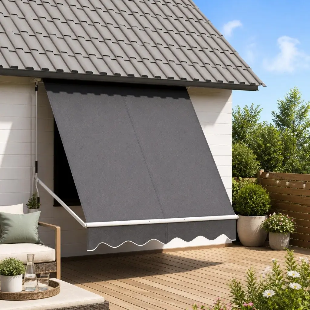 Retractable Awning Aluminum Frame Polyester Fabric 2.1X2.1M Grey