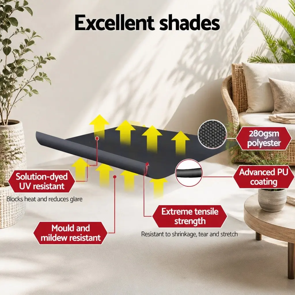Retractable Pivot Arm Awning Outdoor Patio Window Fixed Shade 2.8X2.1M Grey