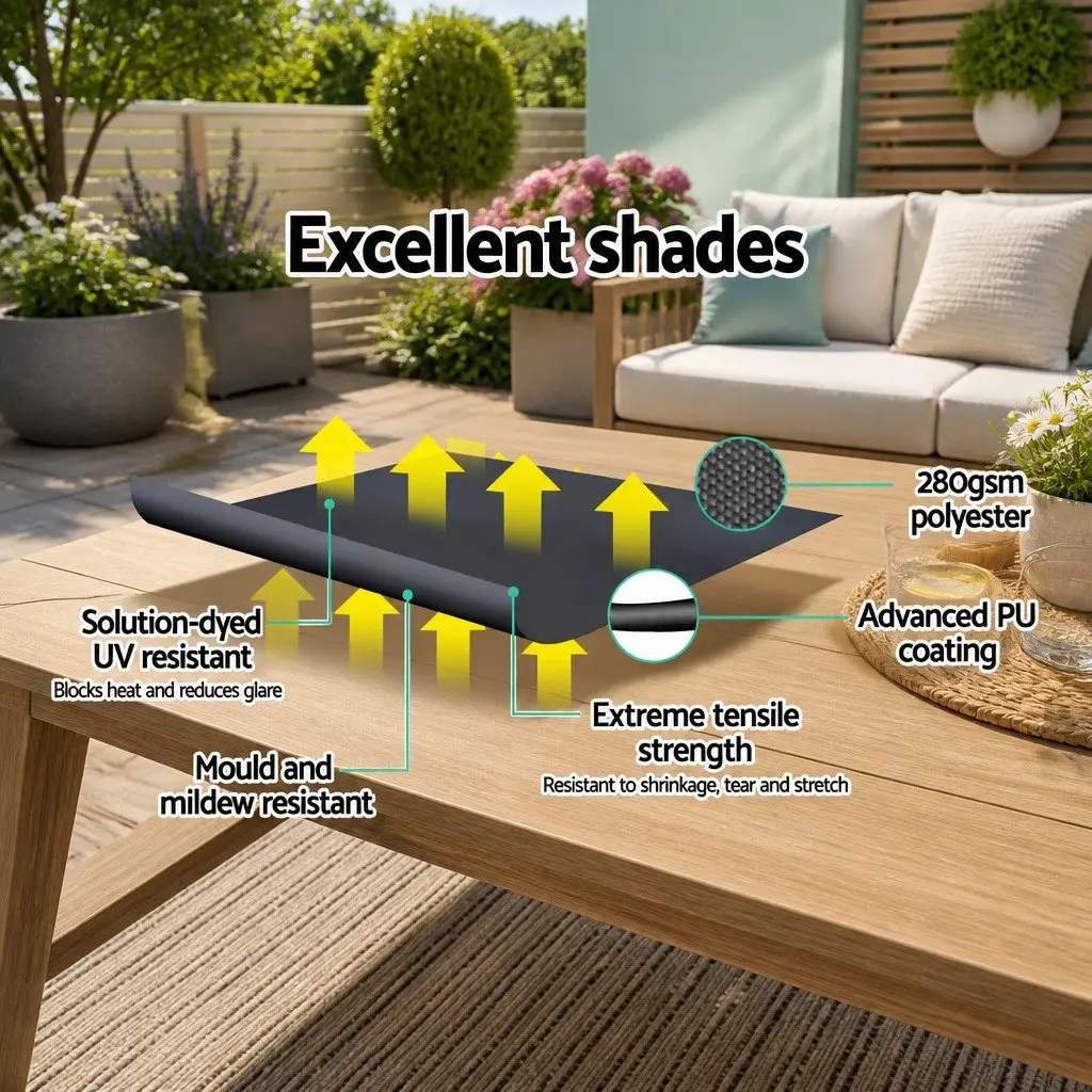 Retractable Awning Aluminum Frame 3.1m x 2.1m Polyester Fabric Grey