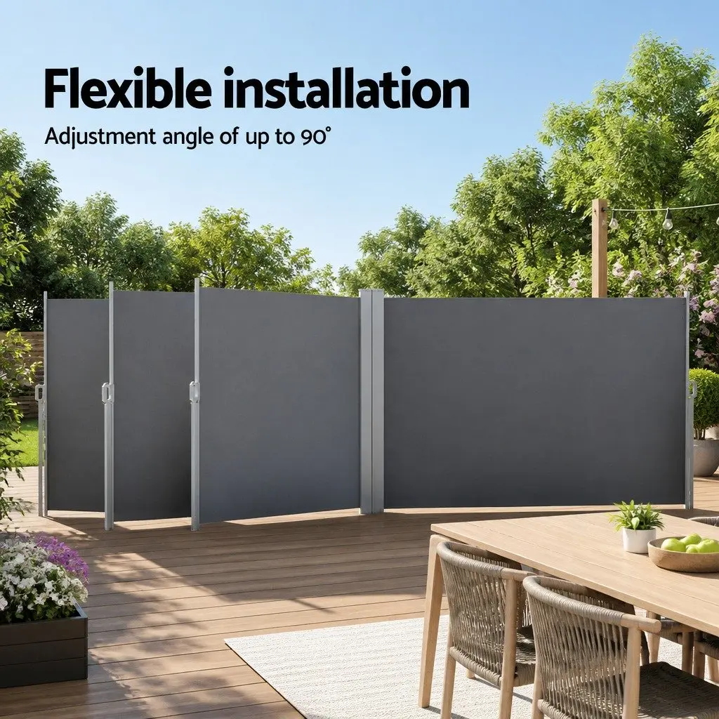 Retractable Side Awning Polyester Fabric 2x6M Grey Steel