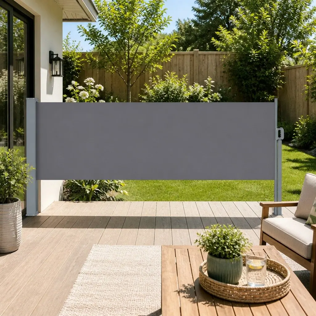 Retractable Side Awning Polyester Fabric 1M x 3M Grey