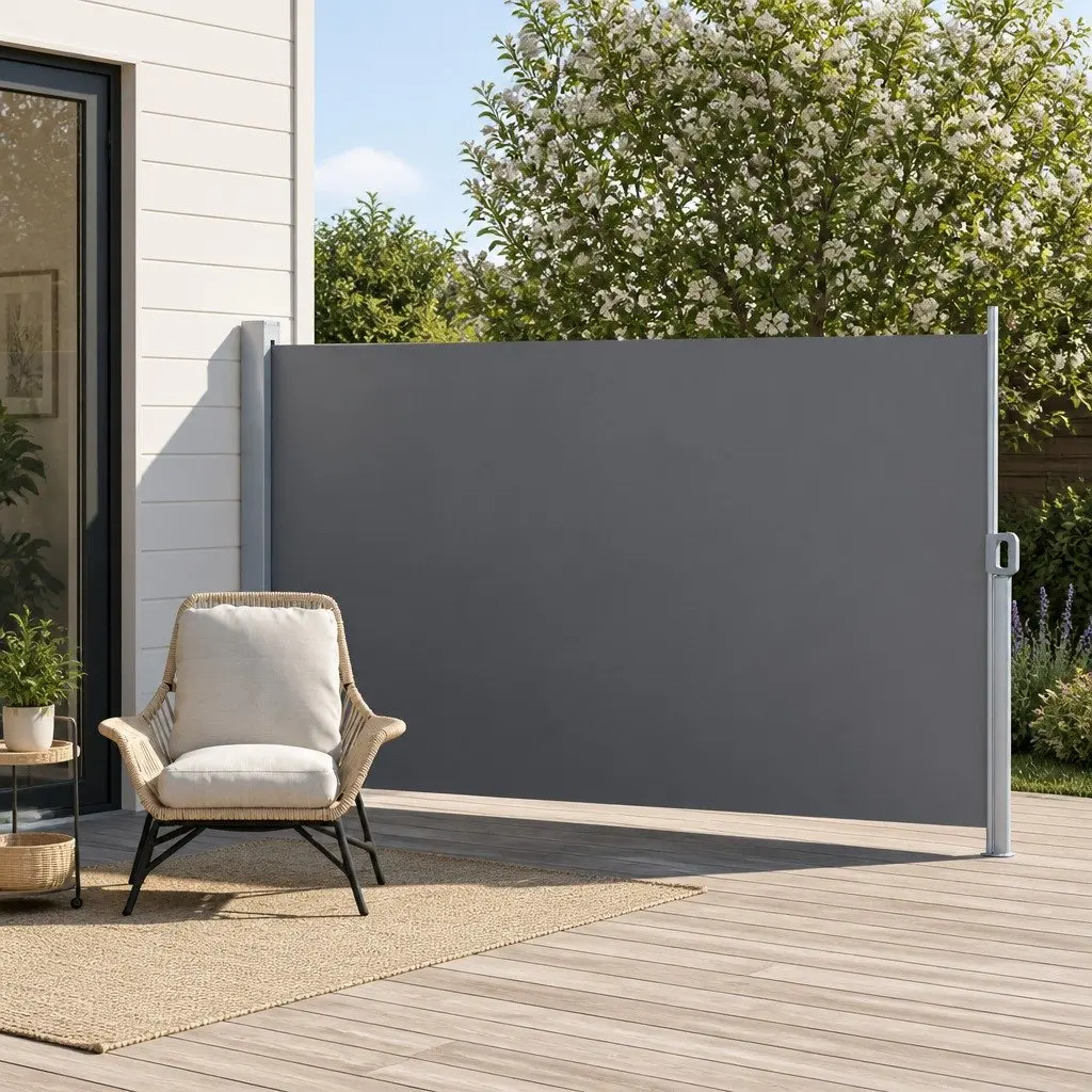 Retractable Side Awning Steel Frame 1.8x3M Grey