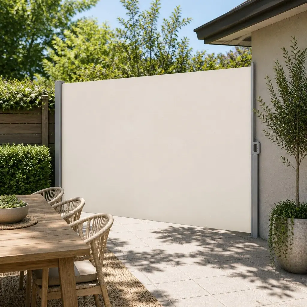 Retractable Side Awning Polyester Fabric 2m x 3m Cream Outdoor Screen