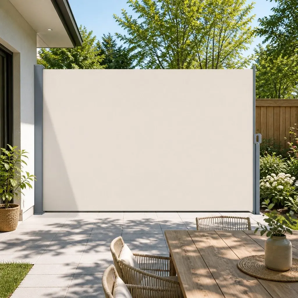 Retractable Side Awning Polyester Fabric 2m x 3m Cream Outdoor Screen