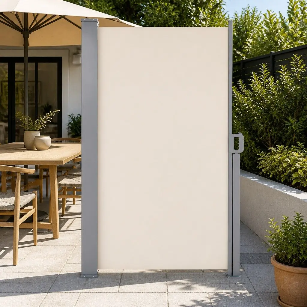 Retractable Side Awning Polyester Fabric 2m x 3m Cream Outdoor Screen