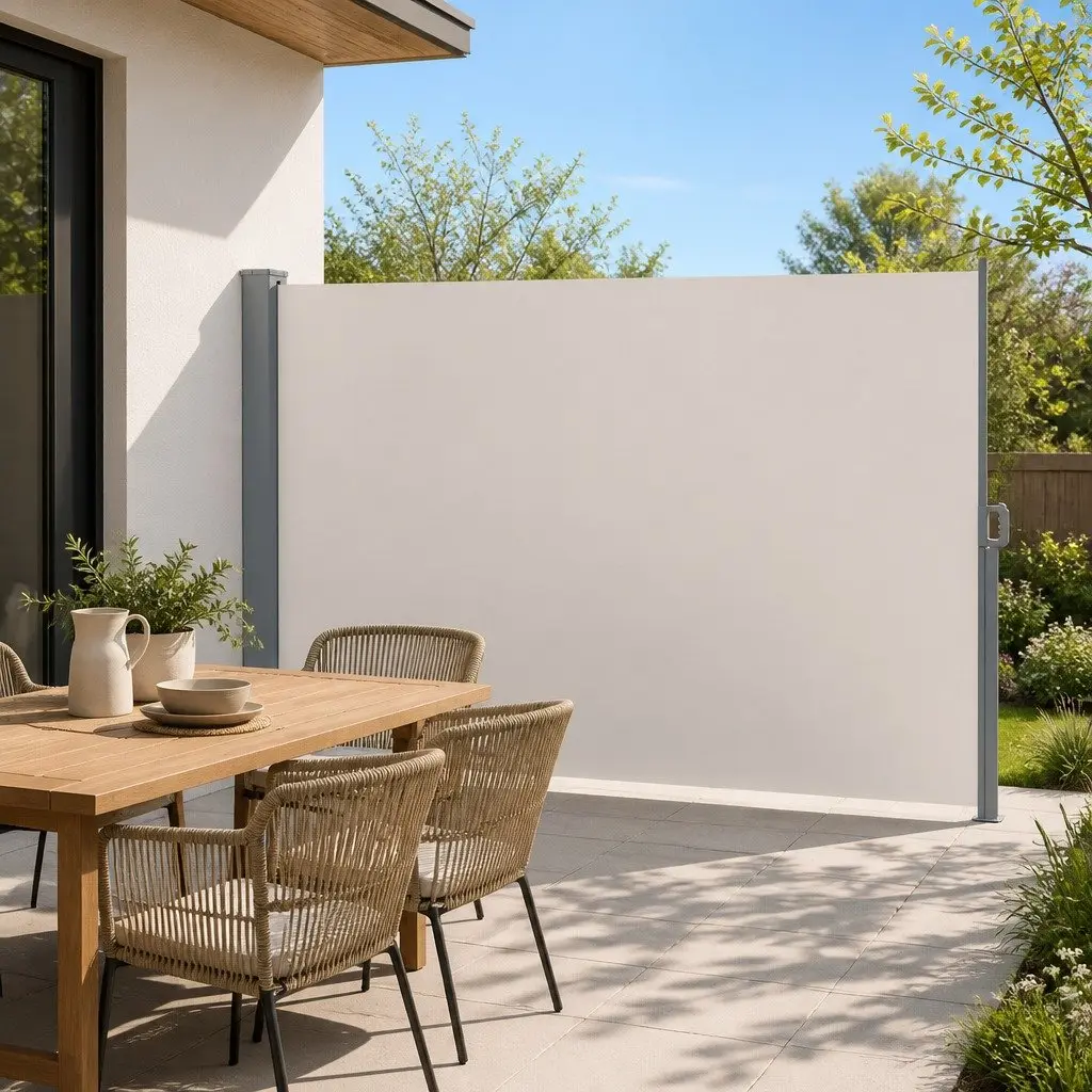 Retractable Side Awning Polyester Fabric 2m x 3m Cream Outdoor Screen