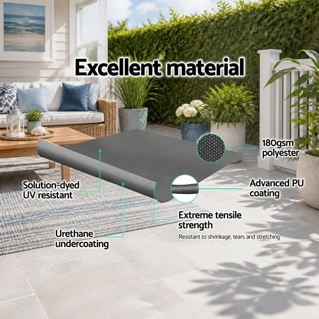 Retractable Awning Side Screen Grey Outdoor Privacy Shade 2M x 3M Steel Frame Polyester Fabric UV Tear Resistant