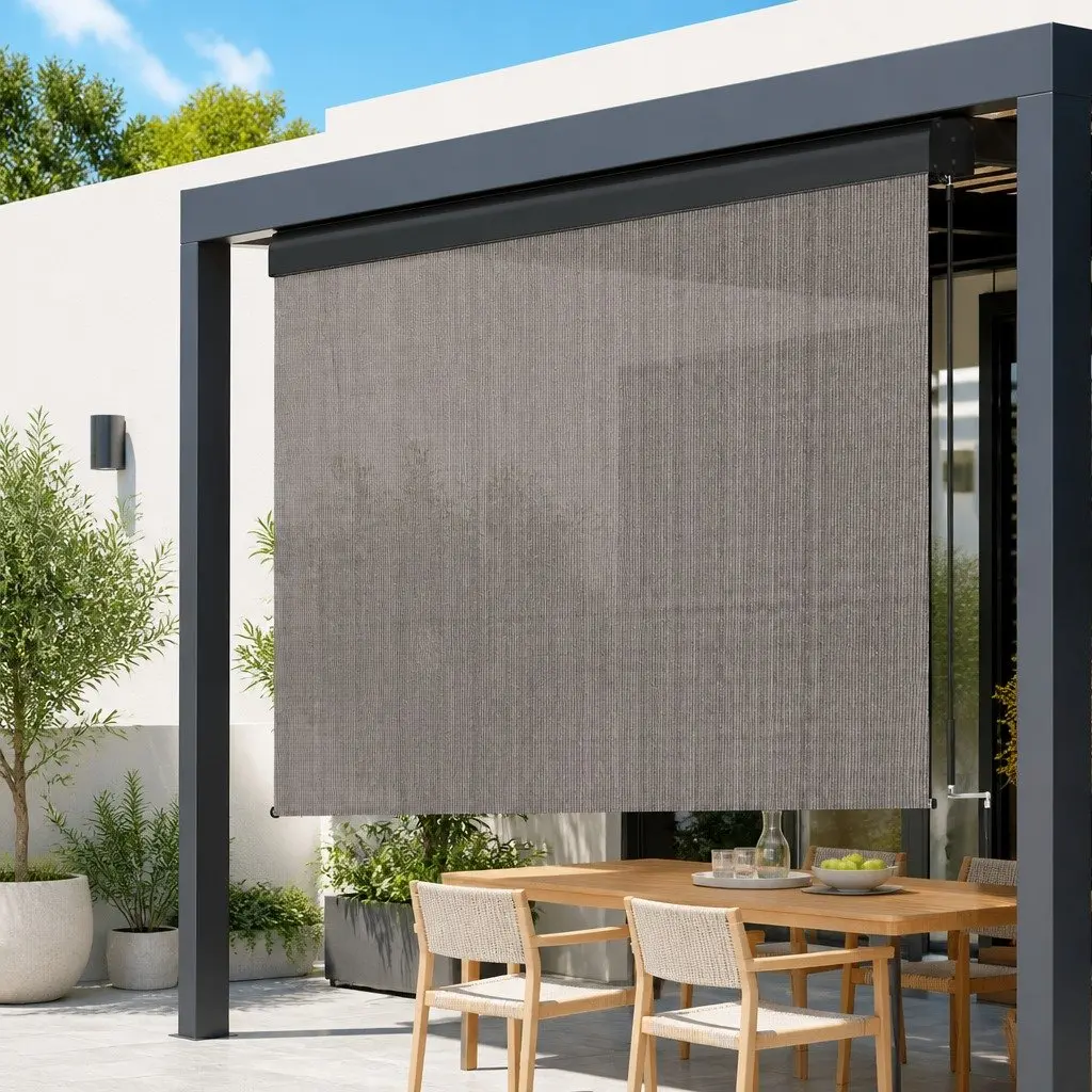Retractable Awning Aluminium 3M x 2.5M Brown Hand Crank Patio Shade