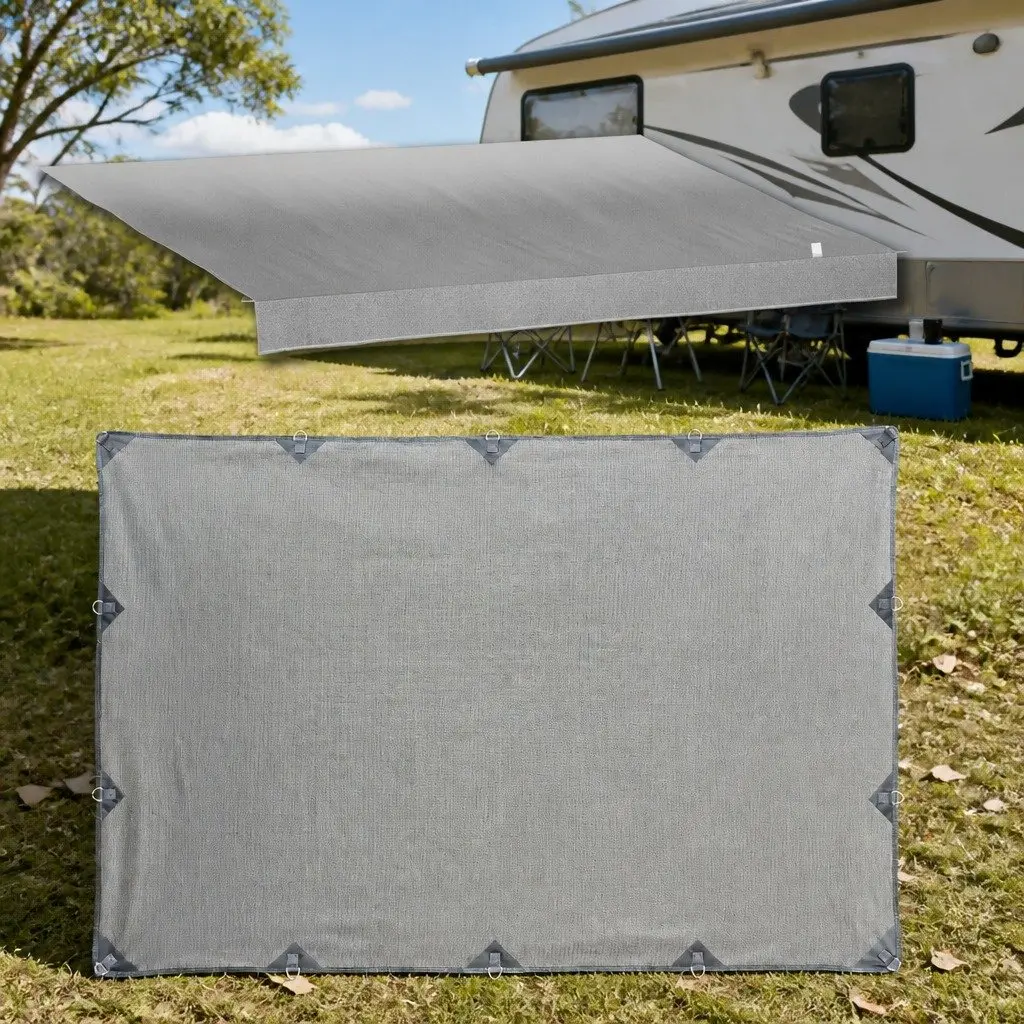 Caravan Awning Fabric & Privacy Screen RV Roll Out Sun Shade 12ft Grey Combo