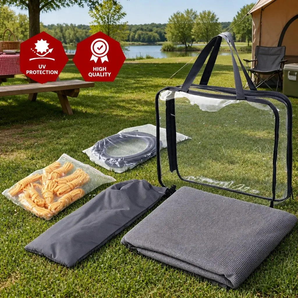 Caravan Awning Fabric & Privacy Screen RV Roll Out Sun Shade 12ft Grey Combo