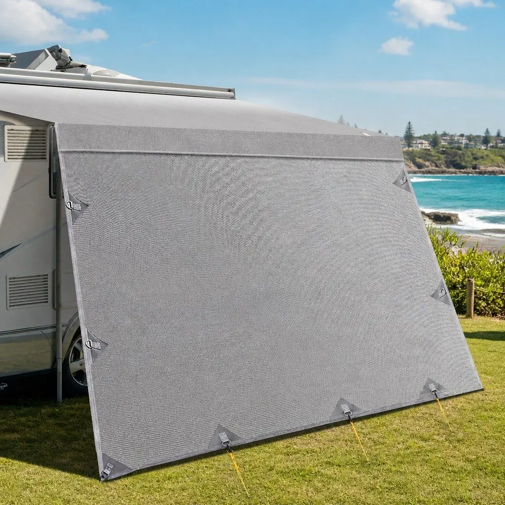 Caravan Awning Fabric & Privacy Screen RV Roll Out Sun Shade 12ft Grey Combo