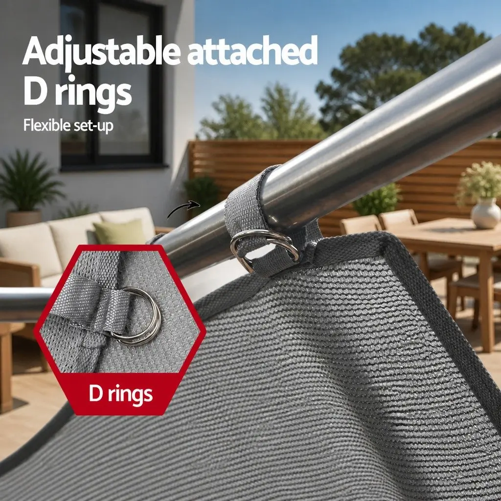 Caravan Privacy Screen UV Protected 3.7 x 1.95M Grey Polyethylene Sun Shade