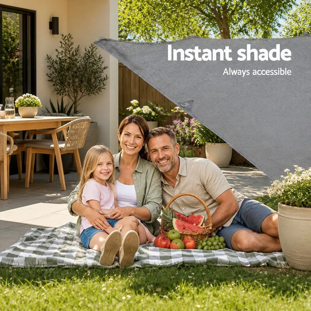 Caravan Privacy Screen UV Protected 3.7 x 1.95M Grey Polyethylene Sun Shade