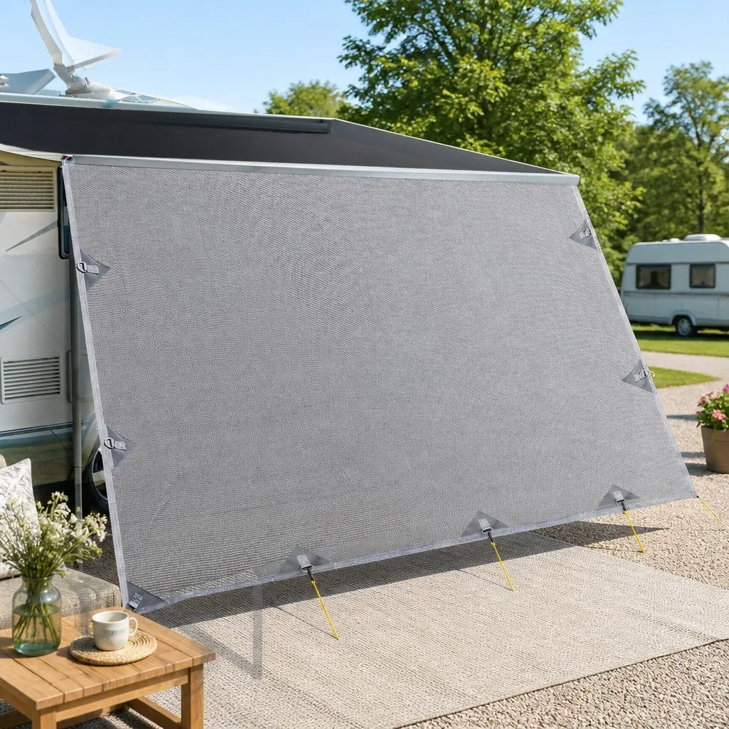 Caravan Privacy Screen Roll Out Awning 4M x 1.95M Grey