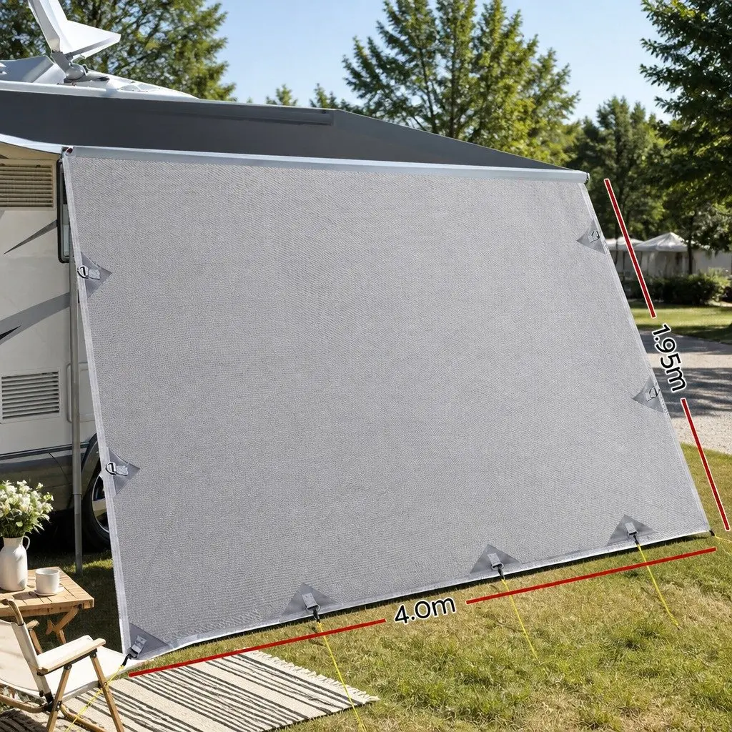 Caravan Privacy Screen Roll Out Awning 4M x 1.95M Grey