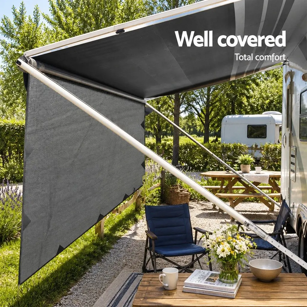 Caravan Privacy Screen Roll Out Awning 4M x 1.95M Grey